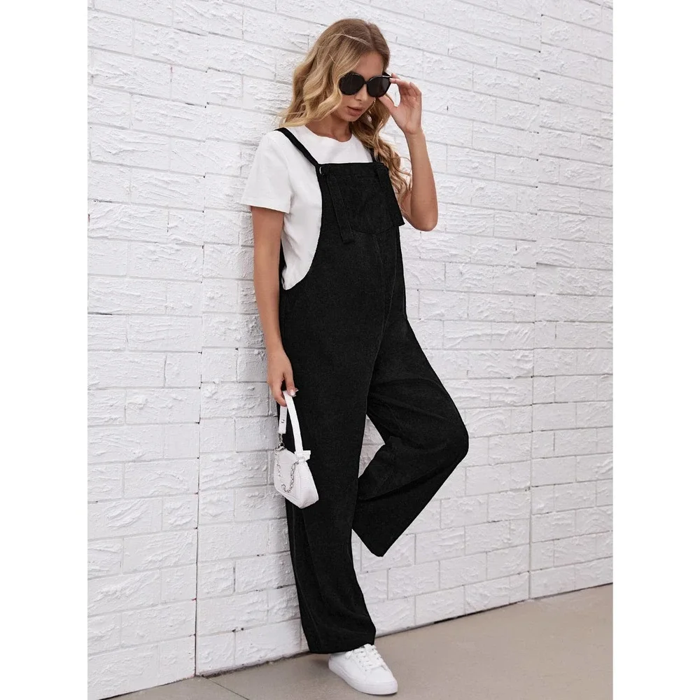 Maternity Patched Pocket Corduroy Overall Jumpsuit black - Picture 4 of 5